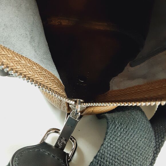 DUYP Melodie Cecile Pebbled Leather Shoulder Bag Brown & Black Satchel W/ Insert - Picture 2 of 16